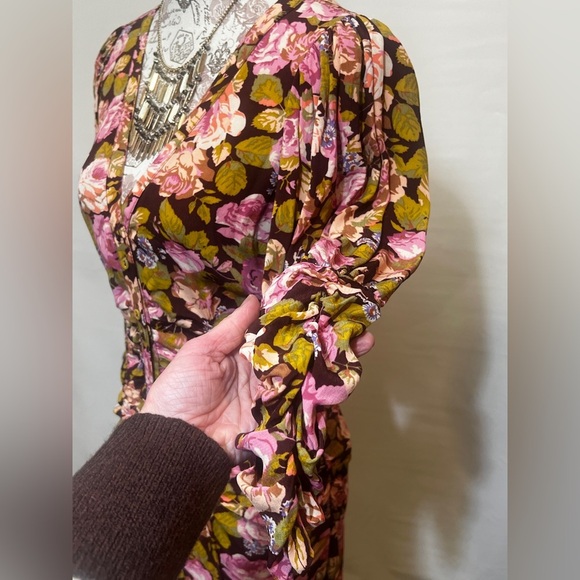 BY TIMO Maroon and pink floral ruched maxi dress size XS.‎ - Picture 6 of 16